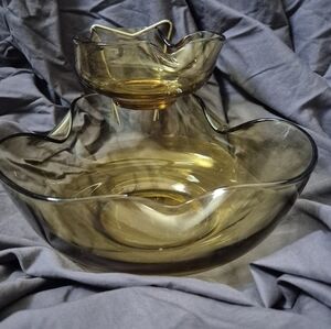 Anchor Hocking Vintage 3 Piece Chip N' Dip Set
